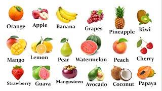 Fruits in  English for kids. (Fruits Vocabulary)