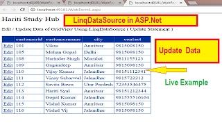 Update Data Using LinqDataSource Control in Asp.Net | Hindi