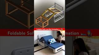 Foldable sofa cum bed animation ️‍ #animation #3d #mechanical #autocad #cad 