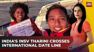 Indian Navy's Sailing Vessel INSV Tharini Crosses International Date Line In Historic Feat