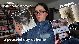 A peaceful day spent at home: grocery restock, new crochet project, holiday horror  [vlogmas day 8]