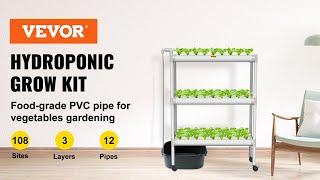 VEVOR Hydroponics Growing System, 108 Sites 12 Food-Grade PVC-U Pipes