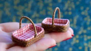 DIY Miniature Basket Tutorial | How to make Picnic Basket | Making miniature basket with thread