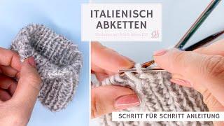 Italienisch abketten in Runden, 1-1 Bündchen = 1 re M, 1 li M | Stricken für Anfänger