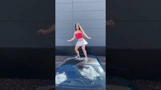 Girl steps on strangers Lambo #goes #wrong #lamborghini #broken #feet #glass #shatter #dance #fyp