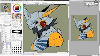 Tutorial Cara How To Draw Rockman.EXE Cross Omegamon Work in Paint Tool Sai 2