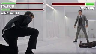 Ethan and August vs. Lark's Decoy WITH HEALTHBARS | Bathroom Fight | HD | Mission Impossible Fallout