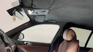 BMW X5 G05 - перетянули черный тканевый потолок, стойки, козырьки в чёрную алькантару