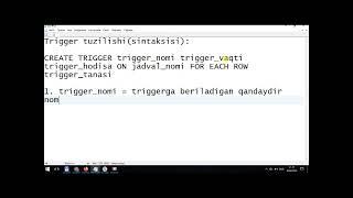 SQL Triggerlar