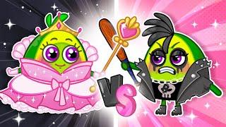 Pink vs Black Avocado Baby Challenge  Learn Colors for Kids || Cartoon by Pit & Penny Stories 