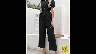 KRE Prime Women Collared Neck Short Sleeve Jumpsuit