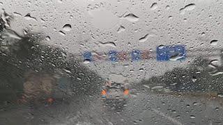 Driving in Heavy Rain with Thunderstorm Noise - Rain on Car - Rain Sounds for Sleeping or Relaxing