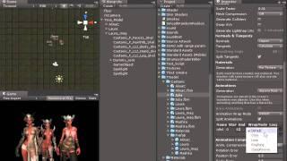 Подготовка модели и анимации CastanicFemale и экспорт в Unity3D