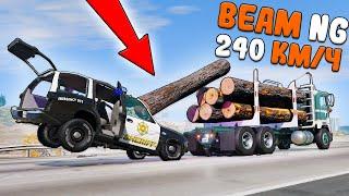 ГРУЗОВИК С БРЕВНАМИ VS ПОЛИЦИЯ США!!! ВСЕ В ШОКЕ!!! КОШКИ VS МЫШКИ BEAMNG Drive Мультиплеер!