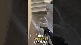 PRE TREAT concrete before you clean it! #pressurewashing #windowcleaning #satisfying #softwashing