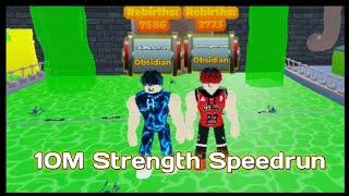 10m Strength SpeedRun In roblox Strongman simulator!