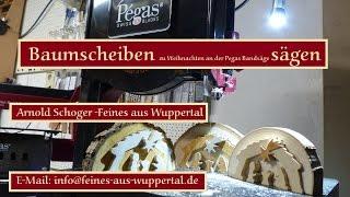 Baumscheiben zu Weihnachten an der Pegas Bandsäge sägen