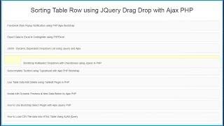 Sorting Table Row using JQuery Drag Drop with Ajax PHP