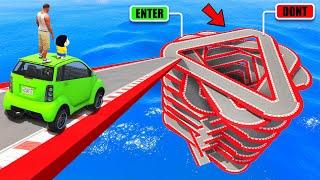 SHINCHAN AND FRANKLIN TRIED THE IMPOSSIBLE TRIANGULAR SPIRAL ROAD PARKOUR CHALLENGE GTA 5