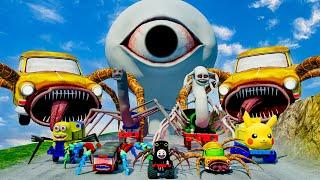 ALL MONSTERS Big & Small Cars vs Downhill Madness with WATER EYE TOWER & CAR EATER | BeamNG.Drive