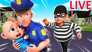 LIVE | Police Takes Care of A Baby | Policeman is Here to Help | Rosoo Nursery Rhymes & Kids Songs