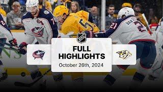 Blue Jackets at Predators | October 26, 2024 | NHL Full Game Highlights