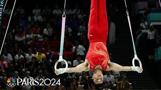 China's Liu Yang shows NEXT-LEVEL strength to defend men's rings title | Paris Olympics | NBC Sports