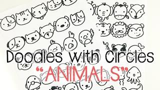 How to Draw Kawaii Animal Doodles | Doodles with Circles