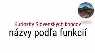 Kuriozity Slovenských kopcov - názvy podľa funkcií