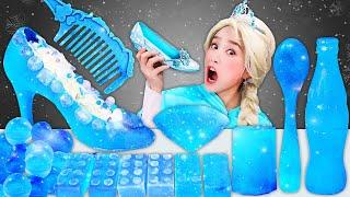 Frozen Elsa Blue ice Mukbang 엘사의 파란색 얼음 먹방 JiniYum 지니얌