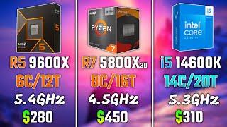 RYZEN 5 9600X vs RYZEN 7 5800X3D vs INTEL i5-14600K | Test in 6 Games