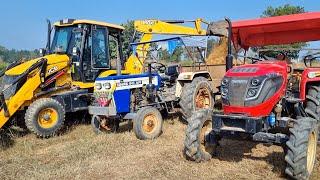 Jcb 3dx Eco Excellence Backhoe Machine Loading Mud In Mahindra and Swaraj Tractor | Jcb Tractor Gadi