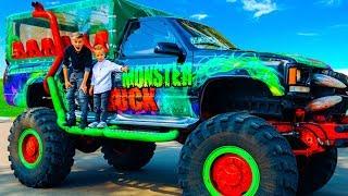 Here is a cool gift!!!Tisha rides on giant JEEP Monster TracK...