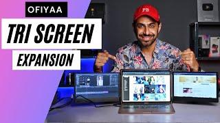 Easy Triple Monitor Setup By Ofiyaa Tri Screen for Laptop - First Look Review (Hindi)