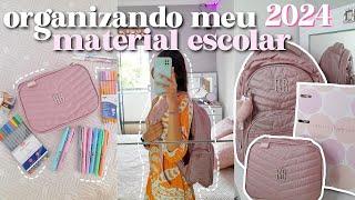 organizando meu material escolar completo 2024  | mochila, fichário, estojo...