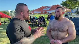 Eddie Hall congratulate Oleksii Novikov on winning Worlds Strongest Man 2020