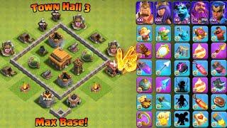 Max Town Hall 3 vs Every Max Heros with All Equipment! - Clash of Clans