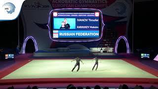 Timofei IVANOV & Maksim KARAVAEV (RUS) - 2019 Acro European Champions, dynamic