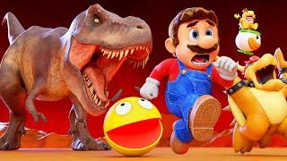 Super Mario & Pac-Man Team Up to Save the Princess from Bowser and  Dinosaur!