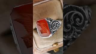 Silver German Signet Ring, Antique Carnelian Ring, Men's Signet Ring