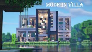 Minecraft : Modern House/Villa  & INTERIOR ｜How to Build in Minecraft