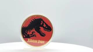 JURASSIC PARK COLORIZED 1 OZ SILVER COIN 2$ DOLLARS NIUE 2020