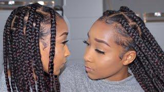 How to DIY Jumbo Knotless Box Braids : 2 Easy Methods ( No Feed In)