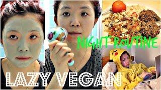 LAZY VEGAN NIGHT ROUTINE (Food, Skincare, etc...)  Cheap Lazy Vegan