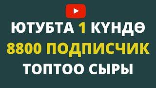 Ютубта 1 күндө 8800 подписчик топтоо сырлары / Кантип подписчик көбөйтсө болот/ Блогер болуу