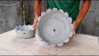 Creative cement ideas \ How to make beautiful and unique flower pots from plastic pots
