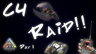 Ark: C4 Raid!!! 1 v 2 Base Wipe! Day 1 Elite Ark PvP