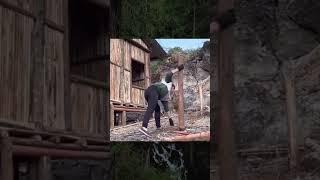 Build wooden house #wood #bushcraft #shelter #building #primitive #woodworking #diy #design #viral