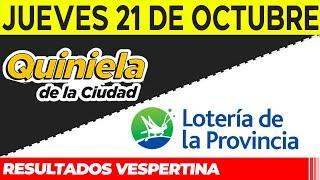 Resultados Quinielas Vespertinas de la Ciudad y Buenos Aires, Jueves 21 de Octubre