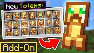 50+ NEW TOTEMS ADDON for Minecraft Bedrock Survival in-depth review